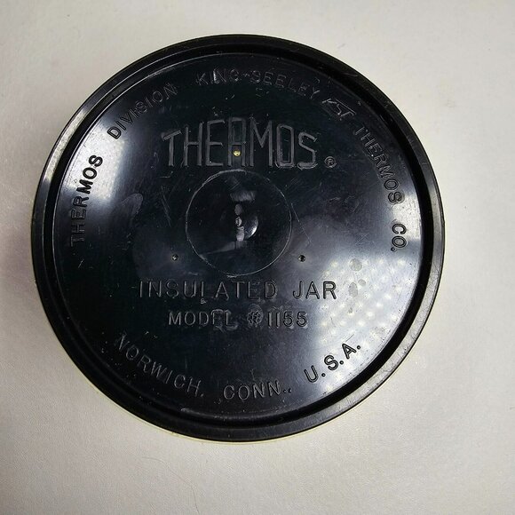 Vintage Thermos 8oz Insulated Soup Jar Container King Seeley 1155 Tan / Green - Picture 3 of 8